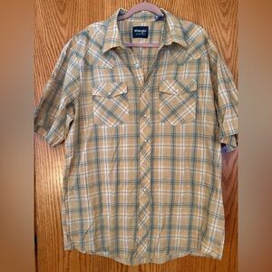 Wrangler Yellow and Blue Plaid Casual Shirt